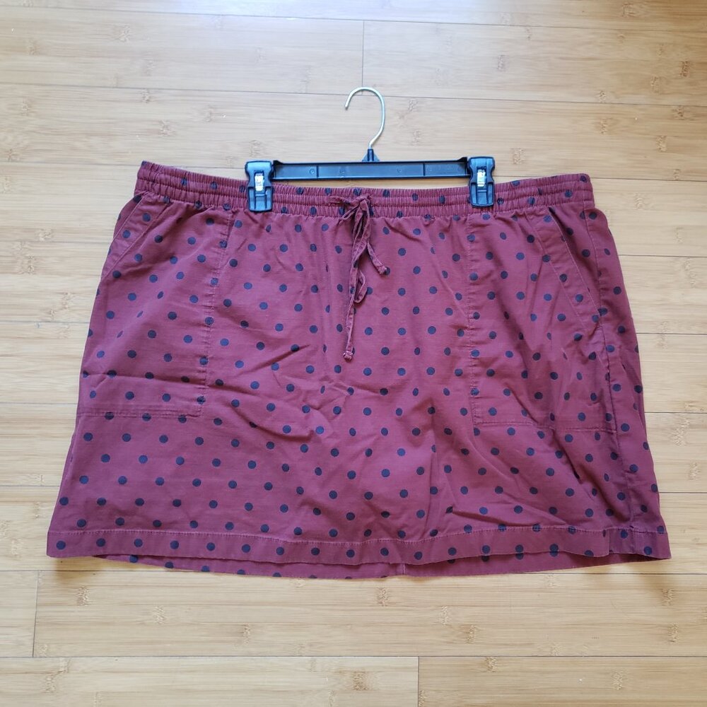 Lands' End Skort Knee-Length Burgundy & Black Polka Dots